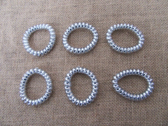 100Pcs Silvery Coil Spring Hair Tie Hair Elastic 6cm Dia.