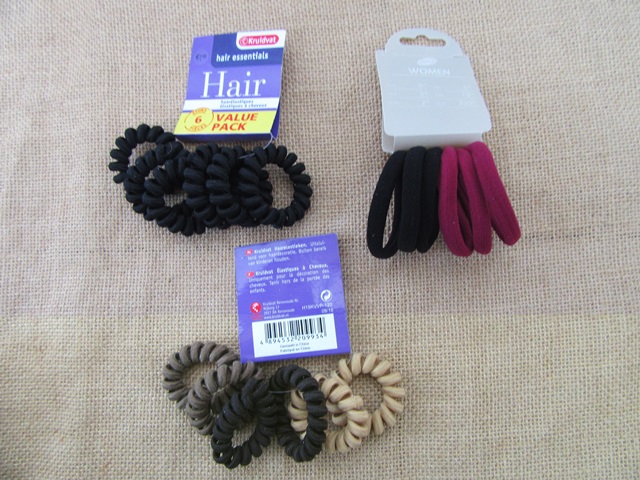 6Sheets X 6Pcs Coil Spring Hair Tie Hair Elastic Mixed Color - Click Image to Close