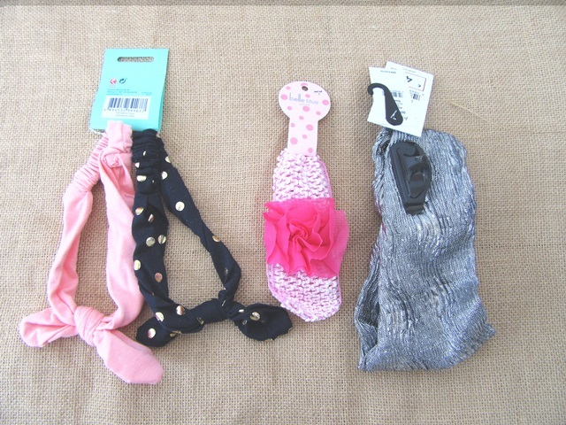 6Pcs Girls Elastic Wide Head Band 16-20cm Dia. Assorted 6Pcs Girls Elastic Wide Head Band 16-20cm Dia. Assorted