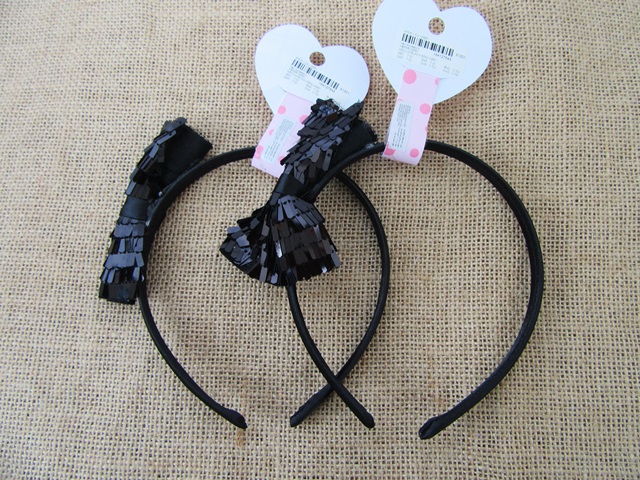 6X Black Headbands Hair Band Hair Hoop Hairband with Bowknot - Click Image to Close