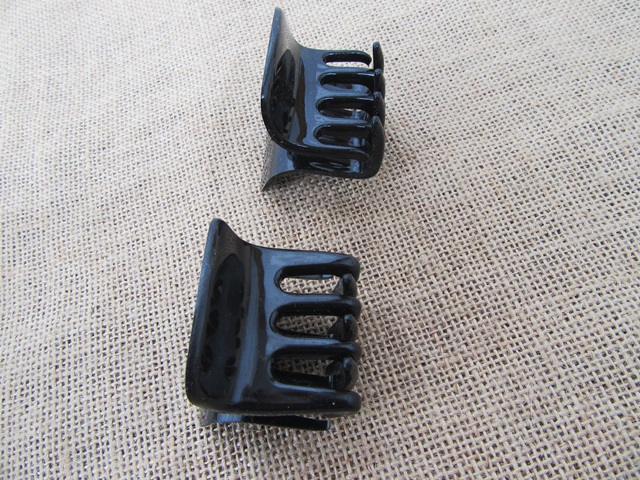 12 Black Plastic Simple Claw Hair Clips Hairclips - Click Image to Close