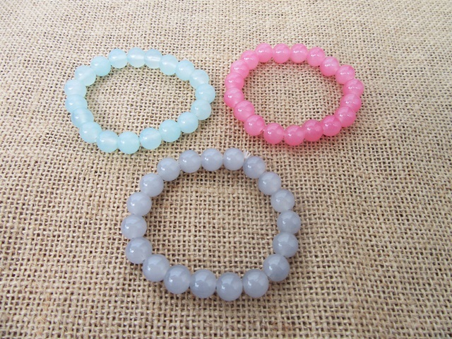 12Pcs Round Glass 10mm Beaded Bracelets 7cm Dia. Mixed - Click Image to Close