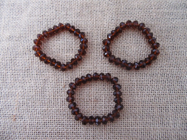 12Pcs Brown Crystal Glass Faceted Beaded Bracelets 10mm - Click Image to Close