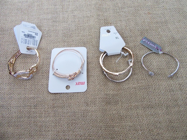 12Pkts Fashion Rhinestone Bangles Bracelets 55-70mm Dia. Assorte