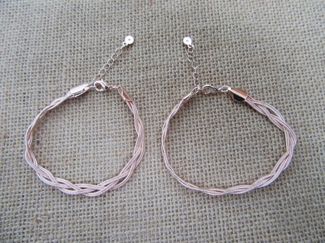 12Pcs Fashion Rose Golden Color Knitted Chain Bracelet 22cm long