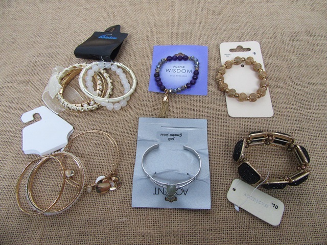 12Pkts Metal Glass Plastic Bracelets Bangles 6-7cm Dia. Assorted