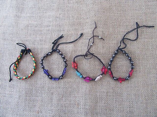 12X Knitted Drawstring Bracelets 65mm Dia. Assorted - Click Image to Close