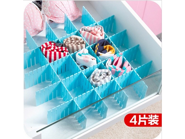 9Pkts X 4Pcs Blue DIY Storage Partitions Lattice Drawer Divider