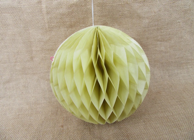 10X Yellow Tissue Paper Pom Poms Honeycomb Balls Lanterns - Click Image to Close