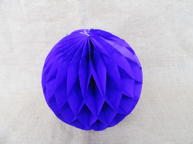 10X Purple Tissue Paper Pom Poms Honeycomb Balls Lanterns - Click Image to Close