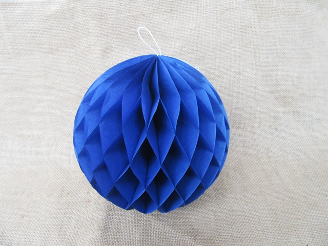 10X Royal Blue Tissue Paper Pom Poms Honeycomb Balls Lanterns - Click Image to Close