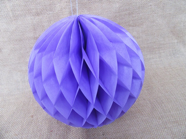 10X Light Purple Tissue Paper Pom Poms Honeycomb Balls Lanterns - Click Image to Close