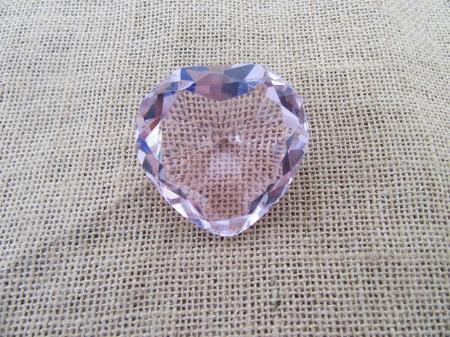 1X Pink Heart Crystal Taper Ball 60x60x32mm - Click Image to Close
