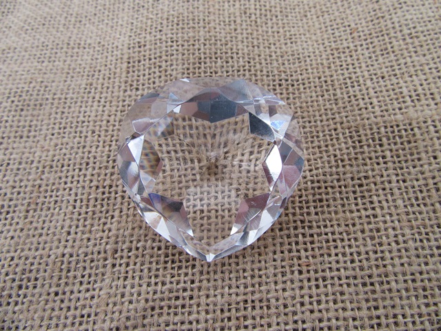 4X Clear Heart Crystal Taper Ball 49x49x26mm - Click Image to Close