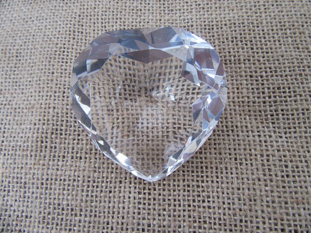 1X Clear Heart Shape Crystal Taper 60x60x33mm - Click Image to Close