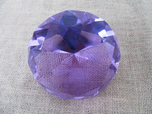 1X Jumbo Purple Round Crystal Taper Ball 12x8cm