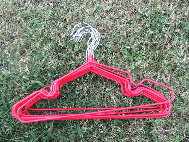 10Pcs Metal Wire Kids Coat Clothes Closet Hangers - Red - Click Image to Close
