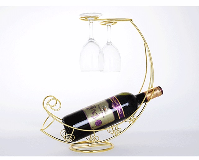 1X Golden Wine Rack Bottle Bracket Holder Decor - Click Image to Close