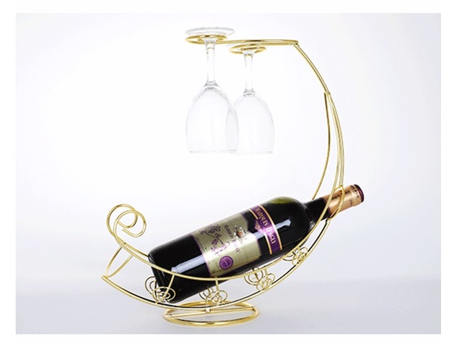 1X Golden Wine Rack Bottle Bracket Holder Decor - Click Image to Close