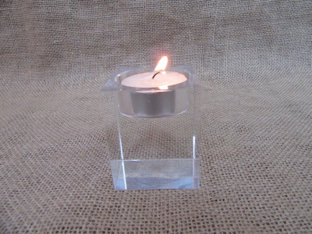 4Pcs Cube Crystal Tealight Candle Holder Wedding Party Favor - Click Image to Close
