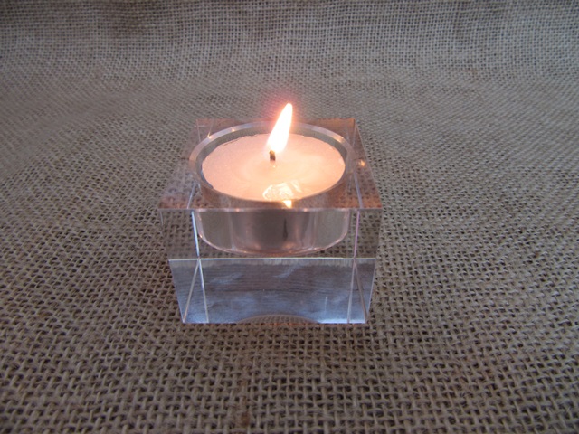 6Pcs Cube Crystal Tealight Candle Holder Wedding Party Favor - Click Image to Close