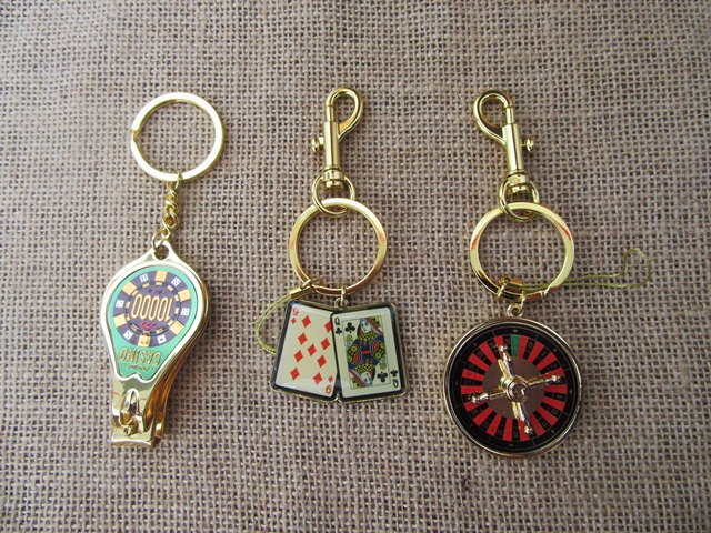 5Pcs HQ Golden Casino Keyring Key Chain Retail Package - Click Image to Close