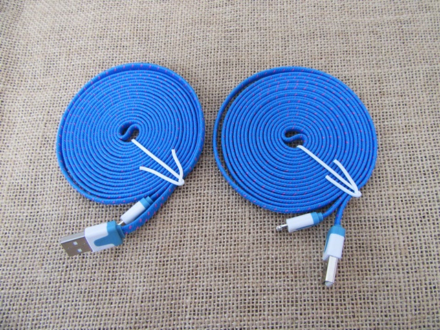 5X 3M Blue Flat Noodle USB Sync Data Charger Cable Cord for Ipho - Click Image to Close