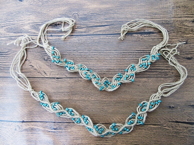 11Pcs Handmade Knitted Unfinished Necklace with Blue Turquoise B 11Pcs Handmade Knitted Unfinished Necklace with Blue Turquoise B