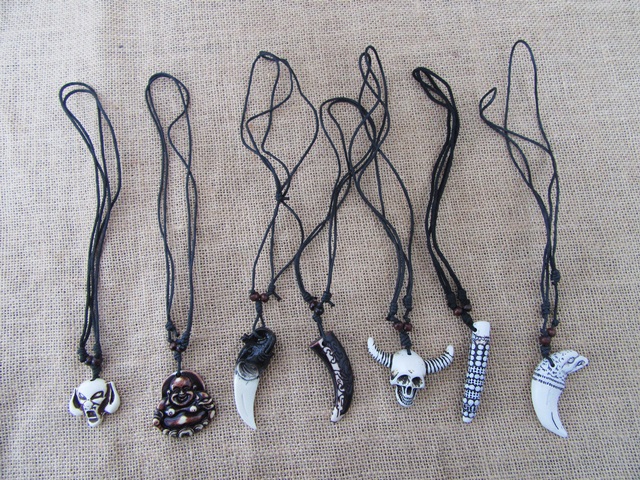 60Pcs Fashion Men's Male Drawstring Necklaces with Cool Pendants - Click Image to Close
