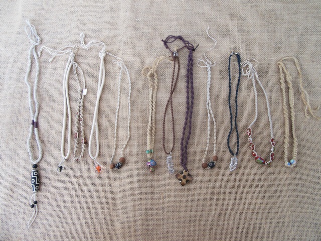 12X Handmade Knitted Necklace with Assorted Pendants 12X Handmade Knitted Necklace with Assorted Pendants