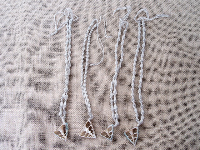 12X Handmade Knitted Necklace with Triangle Shell Pendants 12X Handmade Knitted Necklace with Triangle Shell Pendants