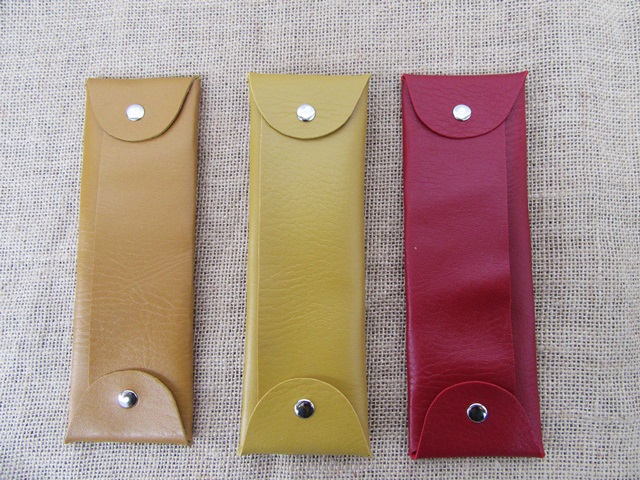 12Pcs PU Leather Pencil Case Makeup Bag Mixed Color - Click Image to Close
