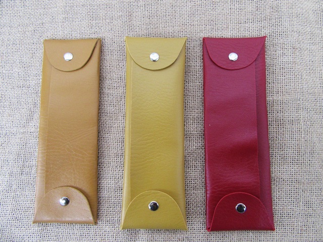 12Pcs PU Leather Pencil Case Makeup Bag Mixed Color 12Pcs PU Leather Pencil Case Makeup Bag Mixed Color