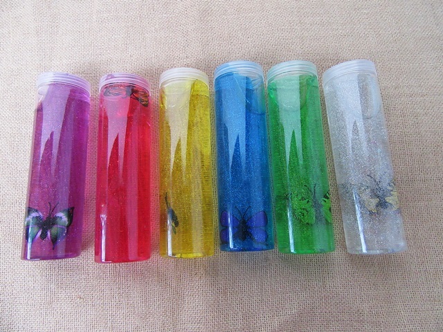 6X Single Color Butterfly In Sapid Sticky Galaxy Toy Mixed Color
