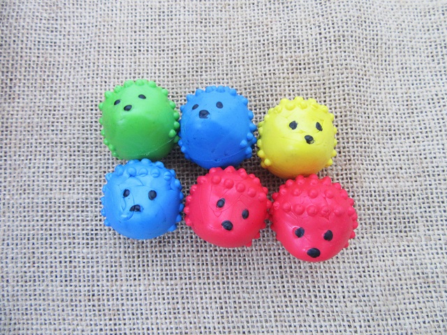 2Pkts X 6Pcs Rubber Hedgehog Shaped Squeaky Chew Toy for Pet Dog - Click Image to Close