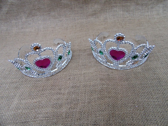 12 Silver Rhinestone Dress Up Tiaras Fancy Dress Head Piece 12cm
