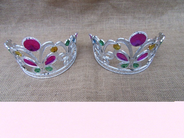12 Silver Rhinestone Dress Up Tiaras Fancy Dress Head Piece 13cm