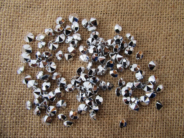 1700Pcs Silver Plastic Diamond Rhinestone Table Scatter 8x5mm - Click Image to Close