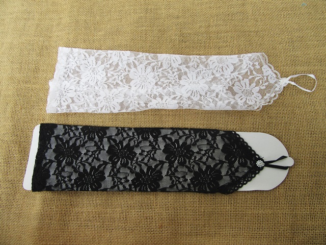 5Pairs New Long Wedding Lace Fingerless Bridal Gloves Mixed - Click Image to Close