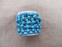 5Meters Metal Chain with Turquoise Gemstone Beads