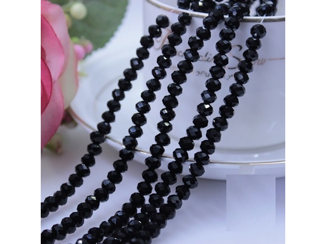 10Strands X 72Pcs Black Facted Glass Crystal Beads 8mm Dia