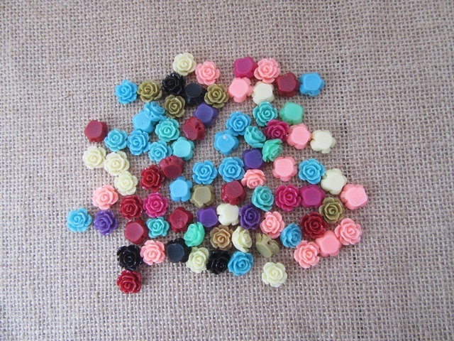 400Pcs Rose Flower Shape Flatback Beads 12x6mm Mixed