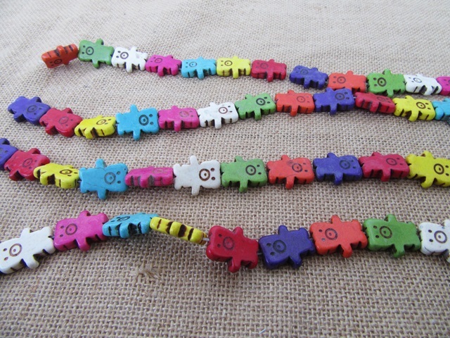 400Grams (70Pcs) Bear Gemstone Beads 26x23x7mm Mixed Color