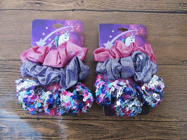 3Sheets X 3Pcs Elastic Hair Bands Hair Ties Scrunchies Assorted