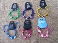 12Pcs Knitted Drawstring Bracelet with Frangipani Beads Mixed 12Pcs Knitted Drawstring Bracelet with Frangipani Beads Mixed