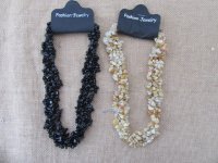 6Pcs Genstone Chips Necklace 48cm Long Assorted