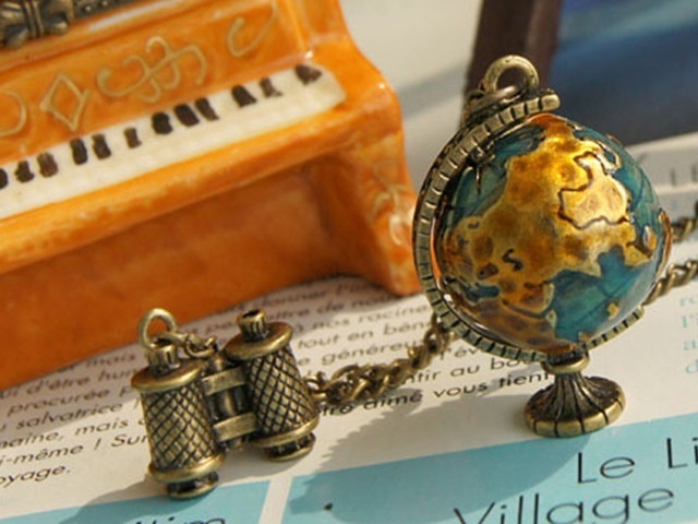 12Pcs Unique Necklace with Global Pendant