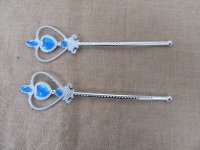 12Pcs Blue Heart Fairy Wand Magic Stick Girl Party Princess Favo
