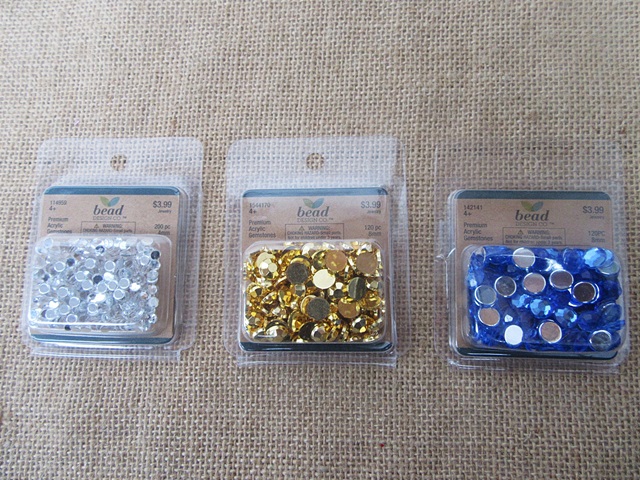15Sheets Flatback Acrylic Gemstones Rhinestones Mixed Retail Pac - Click Image to Close
