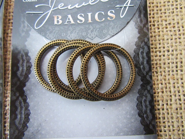 18Sheets X 5Pcs Antique Bronze Metal Ring 27mm